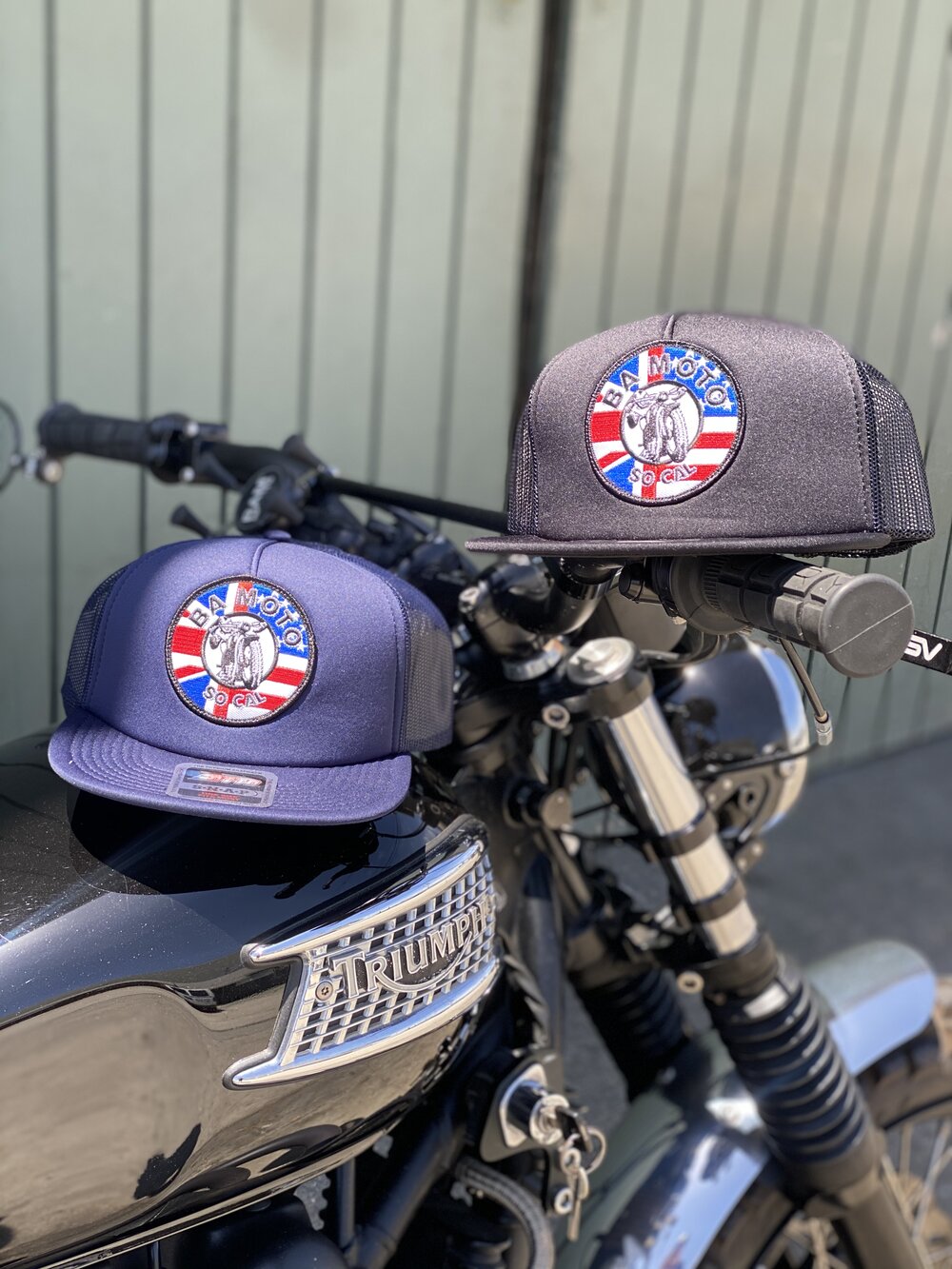 Two hat on motorcycle