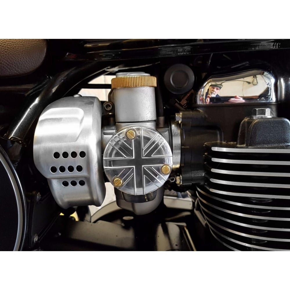 Motone TPS Carb/Throttle Body Cover - Pair - Union Jack - Polish