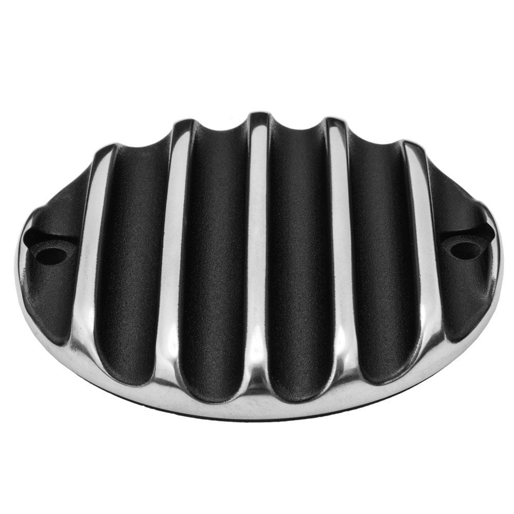 Motone Clutch Badge - Ribbed - Black Polished Rib Contrast Finish