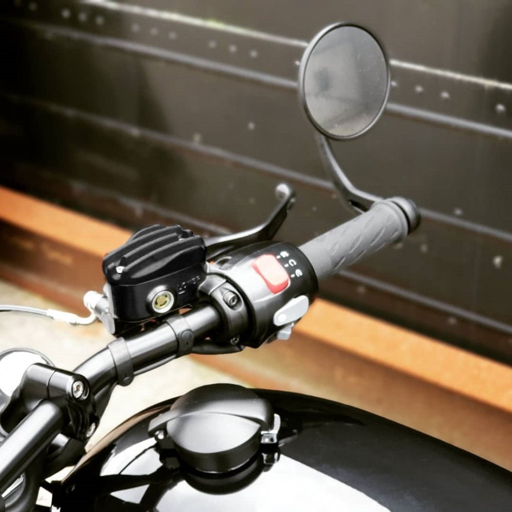 Motone Pressure Cast Disc Brake Oil Reservoir Master Cylinder Cap - Finned/Ribbed - Black