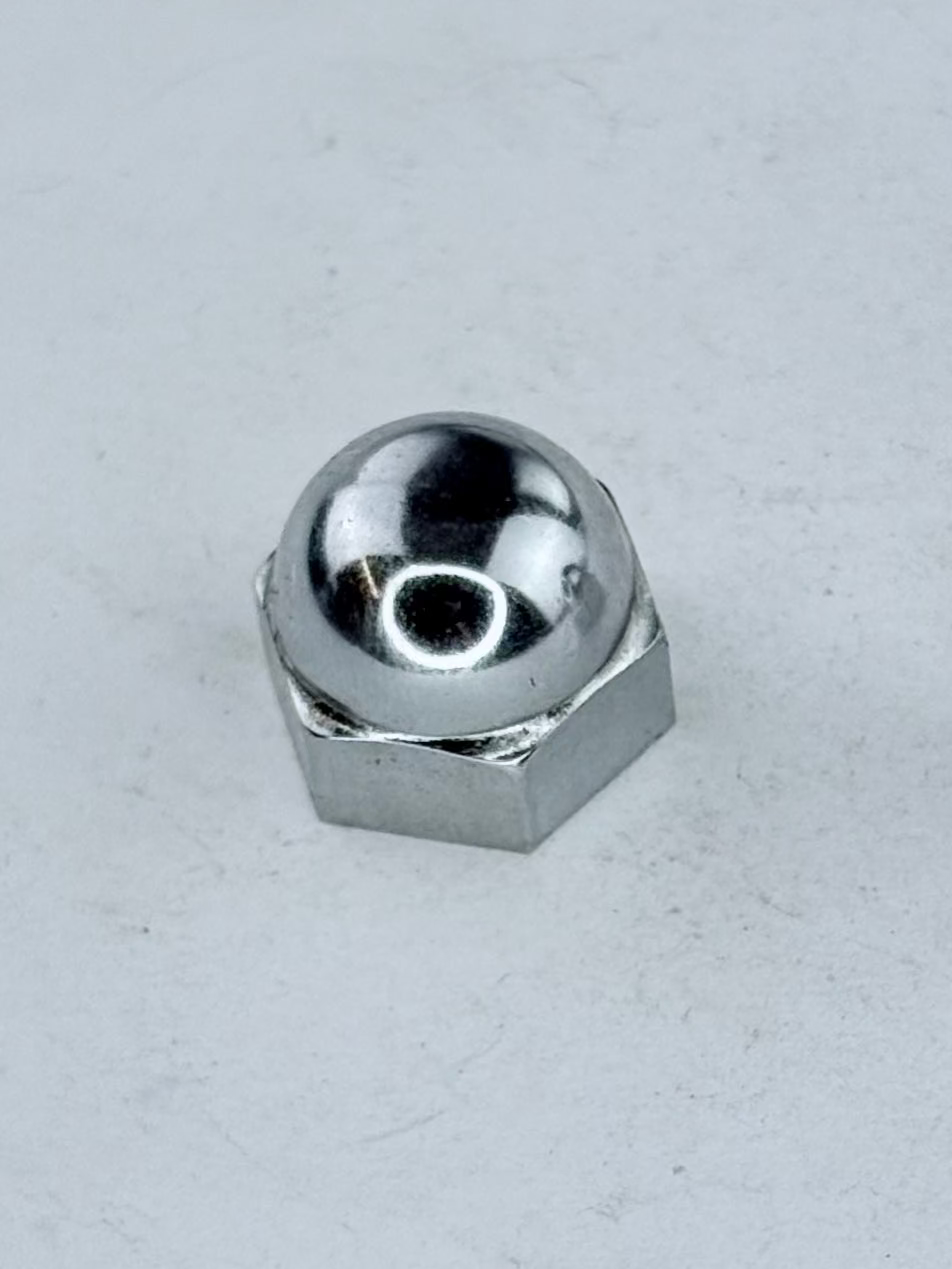 21-0550 - NUT - 3/8-24 - DOMED - ROCKER SPINDLE - CHROME