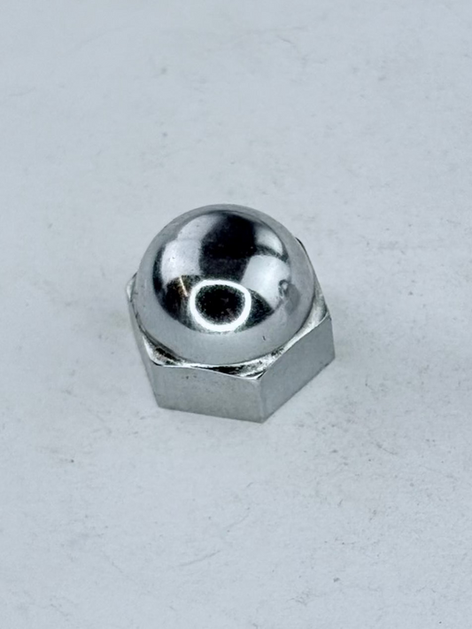 21-0550 - NUT - 3/8-24 - DOMED - ROCKER SPINDLE - CHROME