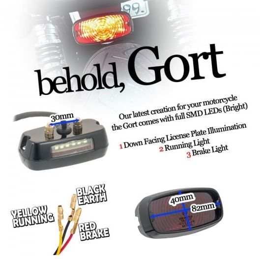 Motone Gort Tail Light - LED - Gloss Black