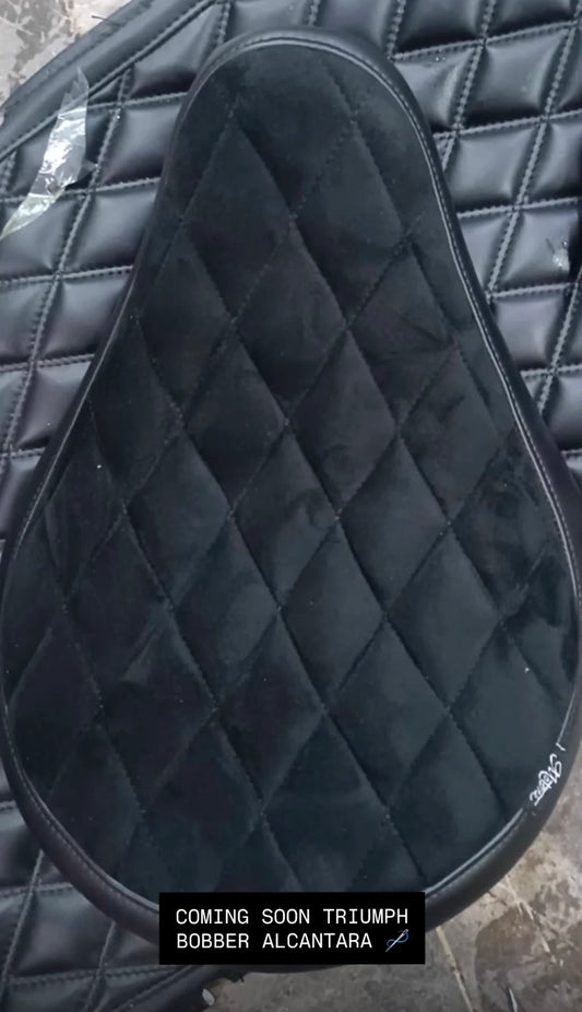 Motone King Cobra Seat - Alcantara w/ Diamond Stitch - Triumph Bobber