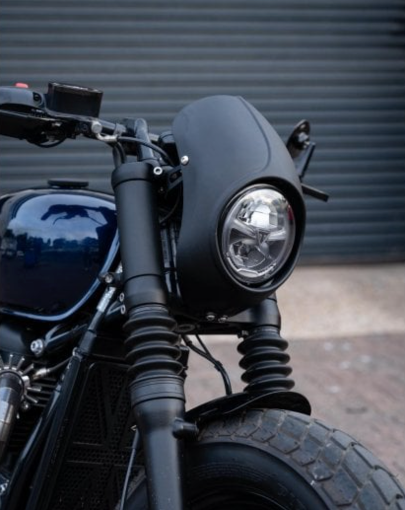 MOTONE - The SCARAB - Metal Screen/Headlight Shroud/Bikini Cowl - Triumph Bobber