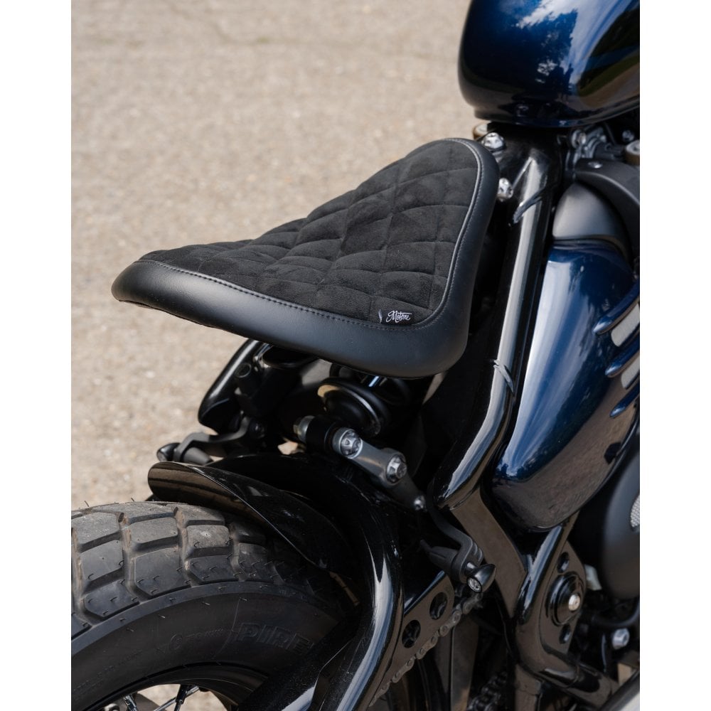Motone Alcantara Cobra Seat - Diamond Stitch - Triumph Bobber