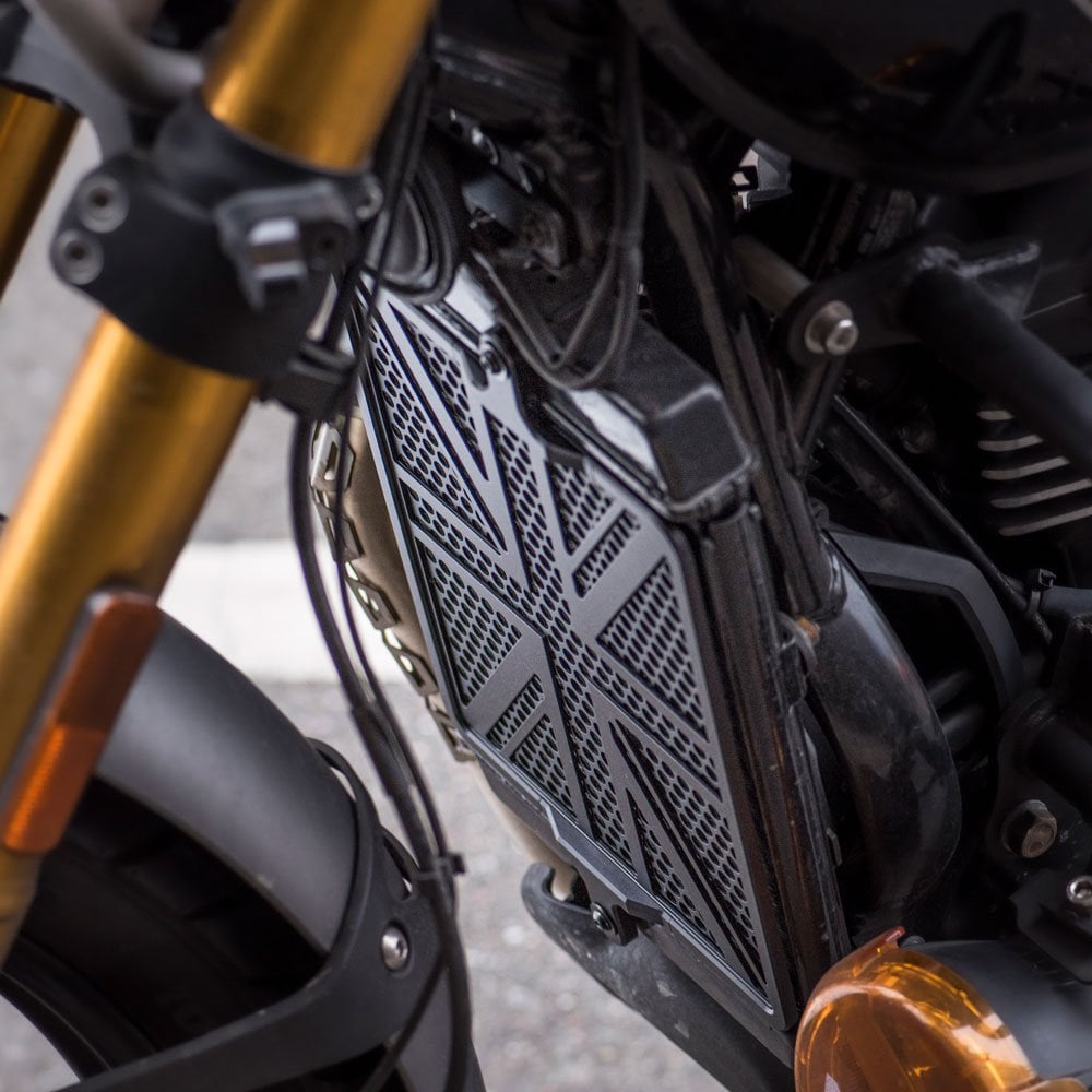 Motone Billet Radiator Guard Kit 400 - Union Jack - Black