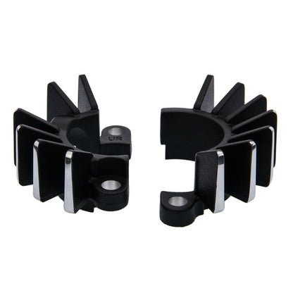 Motone Finned Exhaust Clamps - LC - Black/Contrast Polished Fins