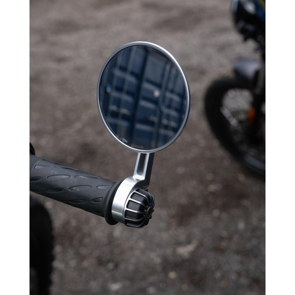 Motone Gran TURISMO Billet Bar End Mirror - TYPE R (100mm E-Mark) - Bar End - SINGLE - SILVER