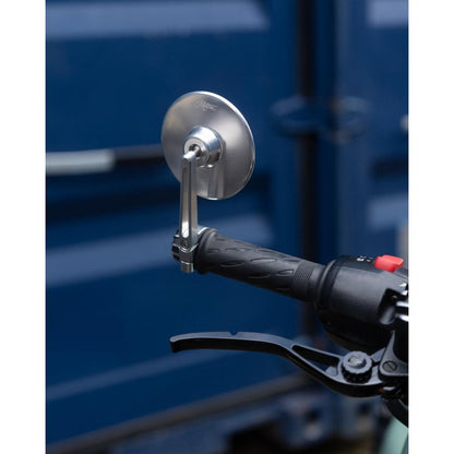 Motone Gran TURISMO Billet Bar End Mirror - TYPE R (100mm E-Mark) - Bar End - SINGLE - SILVER