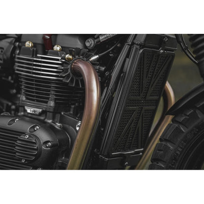 Motone Billet Radiator Guard Kit - Union Jack - Black - T120/T100/Thruxton/Street Series