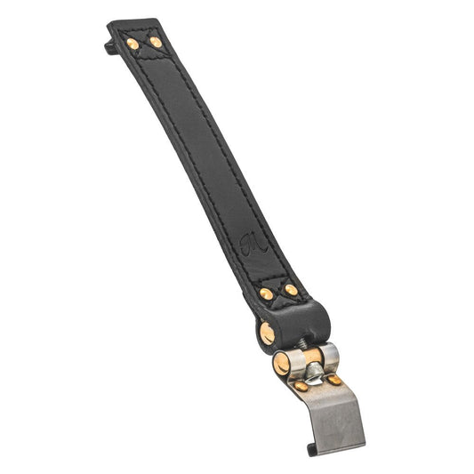 Motone The Beltane - Bobber/Speedmaster Battery Strap - Black Leather & Brass