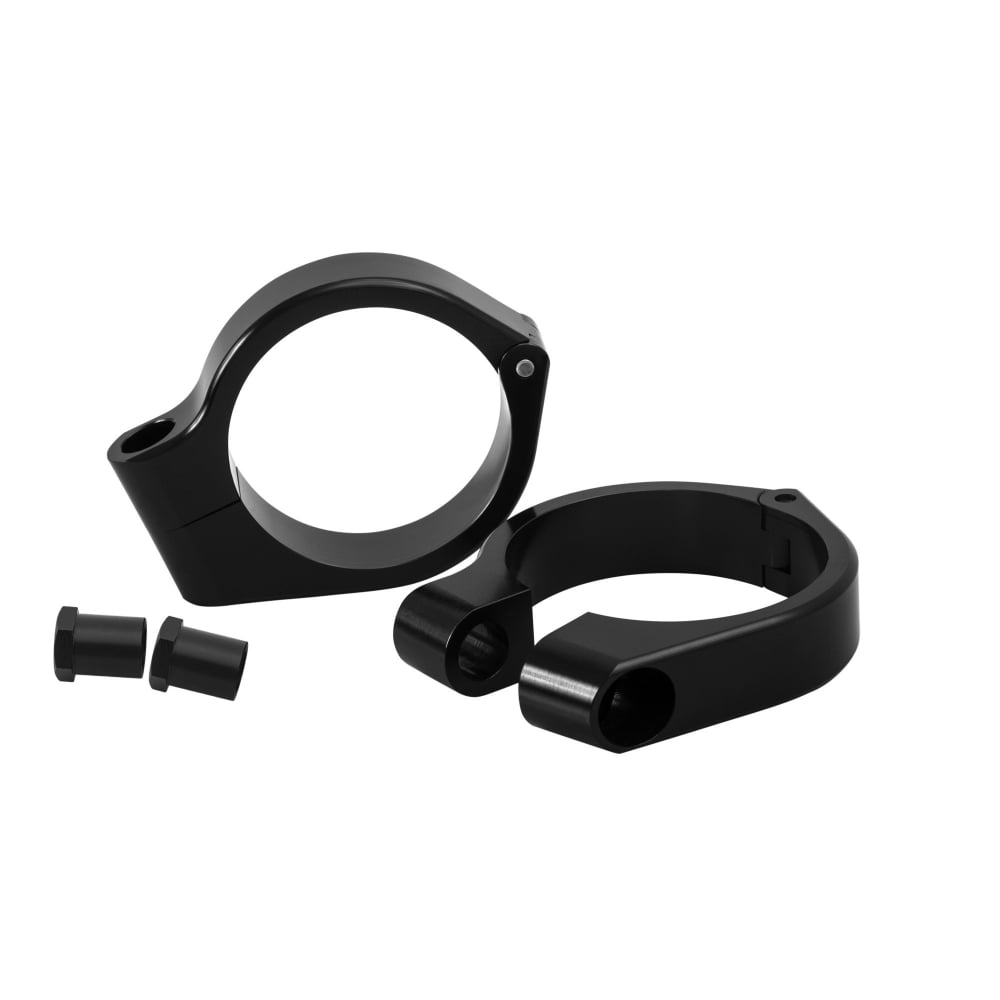 Motone Wrap-Around Fork M8 (8mm) Indicator Turn Signal Bracket Clamps - Pair - 47mm - Black (Bobber)