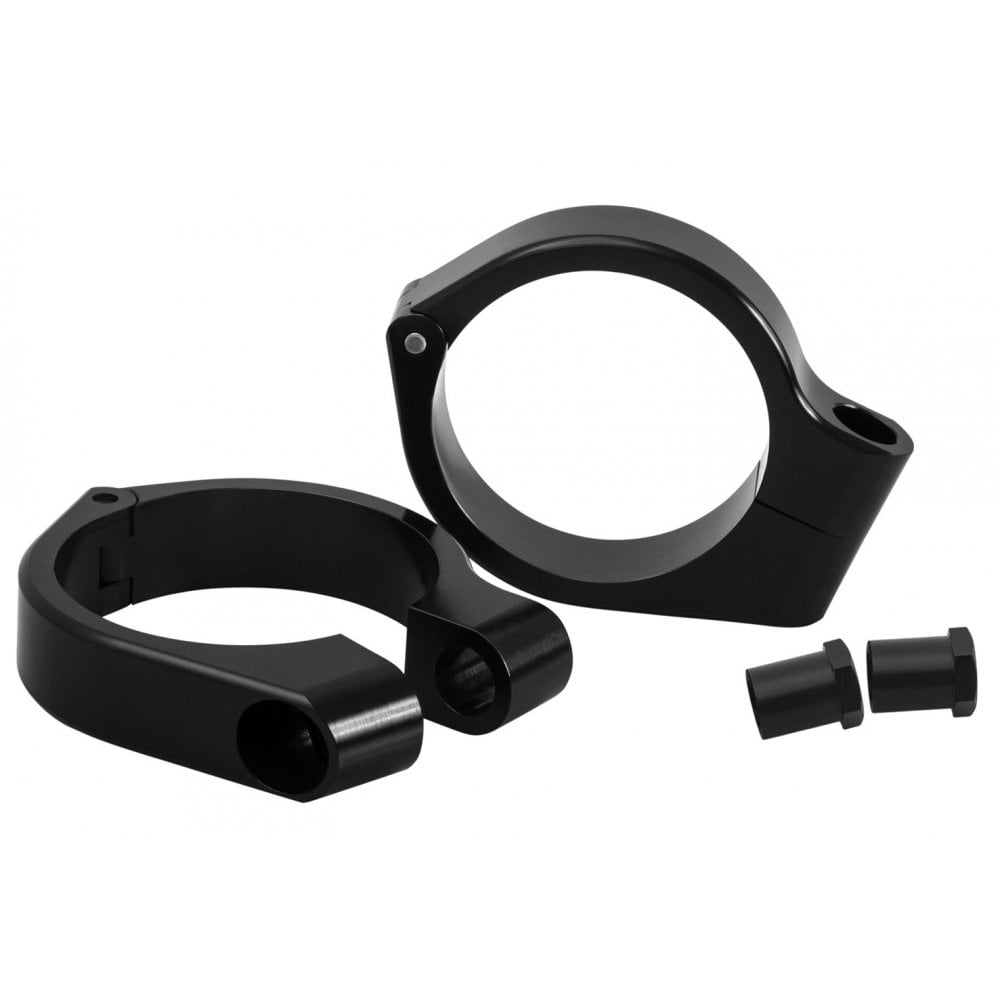 Motone Wrap-Around Fork M8 (8mm) Indicator Turn Signal Bracket Clamps - Pair - 47mm - Black (Bobber)