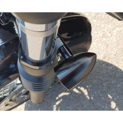 Motone Wrap-Around Fork M8 (8mm) Indicator Turn Signal Bracket Clamps - Pair - 47mm - Black (Bobber)
