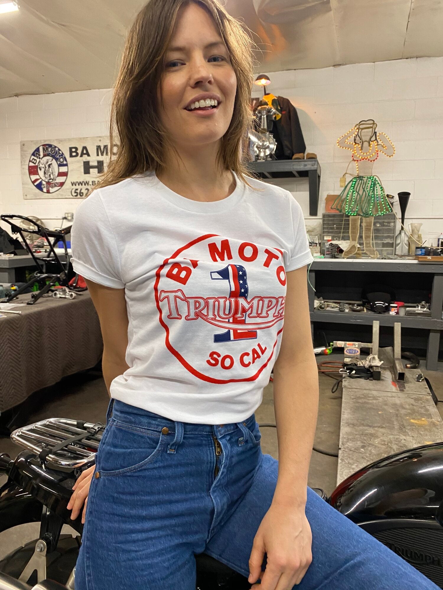 women wearing motorcycle shirt